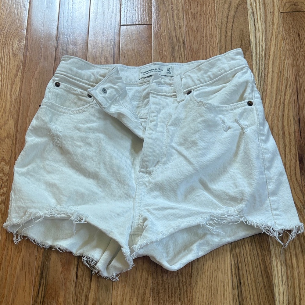 Abercrombie & Fitch Cream Jean Shorts